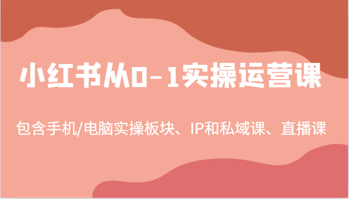 小红书从0-1实操运营课，包含手机/电脑实操板块、IP和私域课、直播课(97节)-一新网创