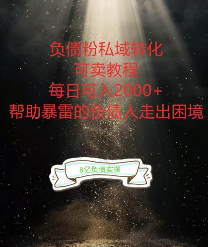 负债粉掘金计划，帮助负债者解决问题，债务规划，债务重组，最好的变现方式【揭秘】-一新网创