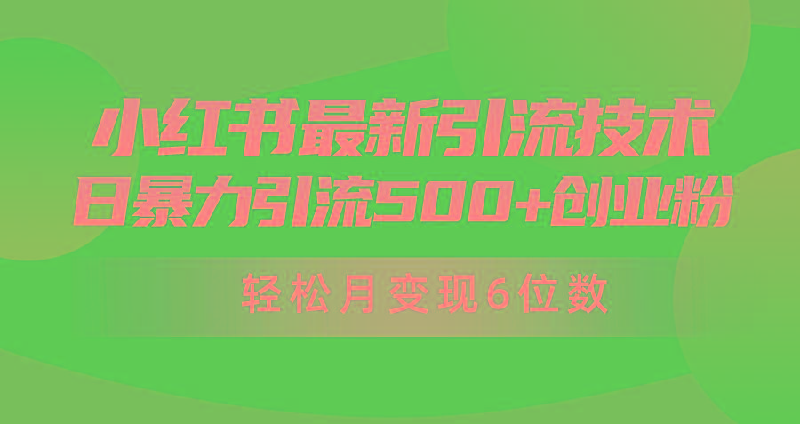 (9871期)日引500+月变现六位数24年最新小红书暴力引流兼职粉教程-一新网创