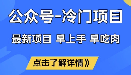 公众号冷门赛道，早上手早吃肉，单月轻松稳定变现1W【揭秘】-一新网创