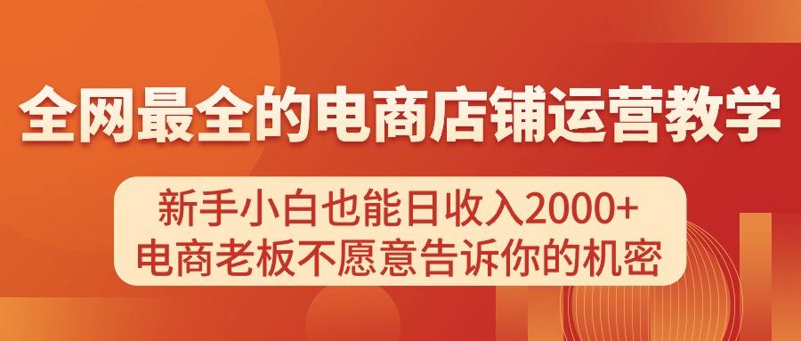 电商店铺运营教学，新手小白也能日收入2000+，电商老板不愿意告诉你的机密-一新网创