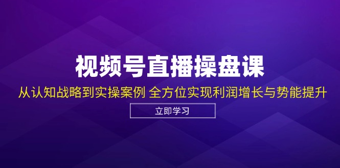 视频号直播操盘课，从认知战略到实操案例 全方位实现利润增长与势能提升-一新网创