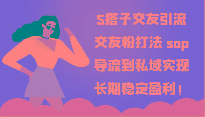 S搭子交友引流，交友粉打法 sop，导流到私域实现长期稳定盈利！-一新网创