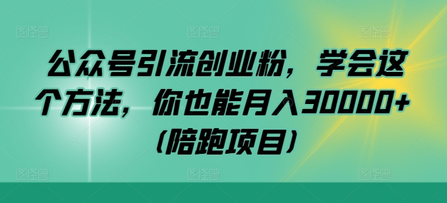 公众号引流创业粉，学会这个方法，你也能月入30000+ (陪跑项目)-一新网创