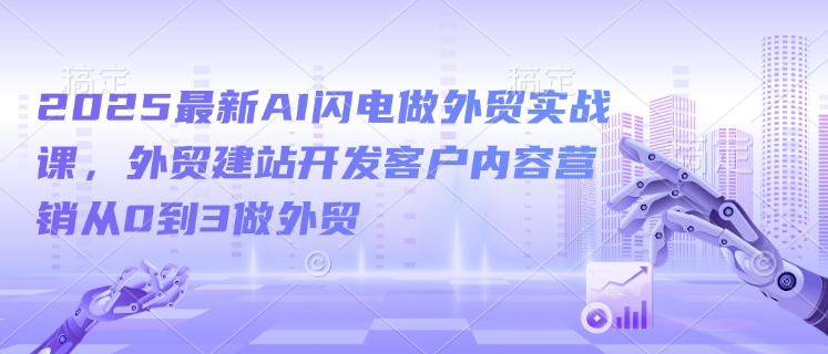 2025最新AI闪电做外贸实战课，外贸建站开发客户内容营销从0到3做外贸-一新网创