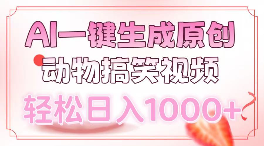 AI一键生成原创动物搞笑视频，轻松日入1000+-一新网创