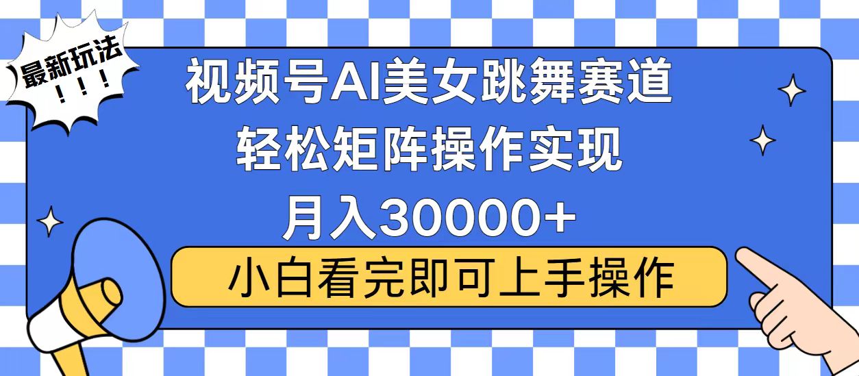 视频号蓝海赛道玩法，当天起号，拉爆流量收益，小白也能轻松月入30000+-一新网创