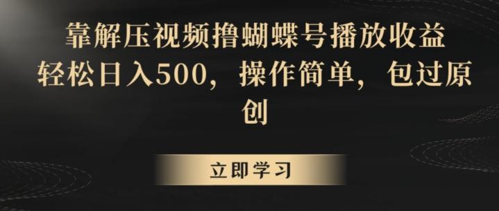 靠解压视频撸蝴蝶号播放收益，轻松日入500，操作简单，包过原创【揭秘】-一新网创