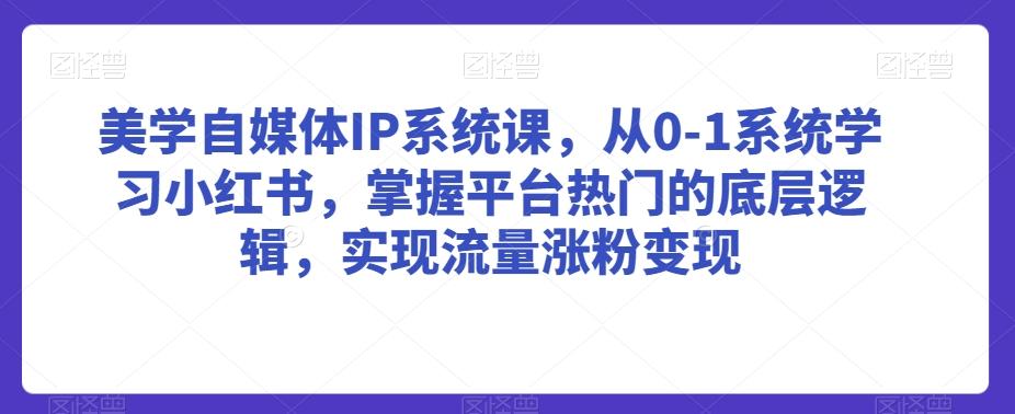 美学自媒体IP系统课，从0-1系统学习小红书，掌握平台热门的底层逻辑，实现流量涨粉变现-一新网创