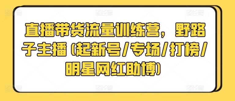 直播带货流量训练营，野路子主播(起新号/专场/打榜/明星网红助博)-一新网创