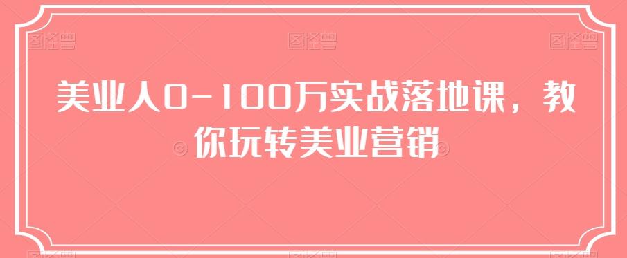 美业人0-100万实战落地课，教你玩转美业营销-一新网创