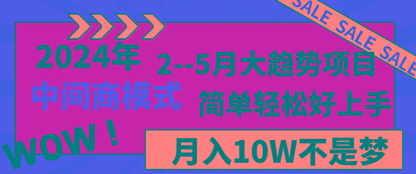 2024年2-5月大趋势项目，利用中间商模式，简单轻松好上手，月入10W不是梦-一新网创