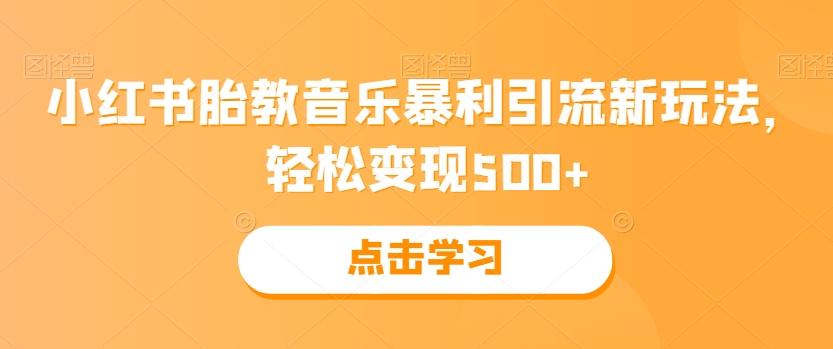 小红书胎教音乐暴利引流新玩法，轻松变现500+-一新网创