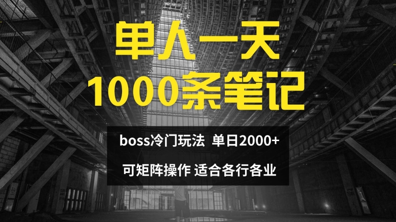 单人一天1000条笔记，日入2000+，BOSS直聘的正确玩法【揭秘】-一新网创