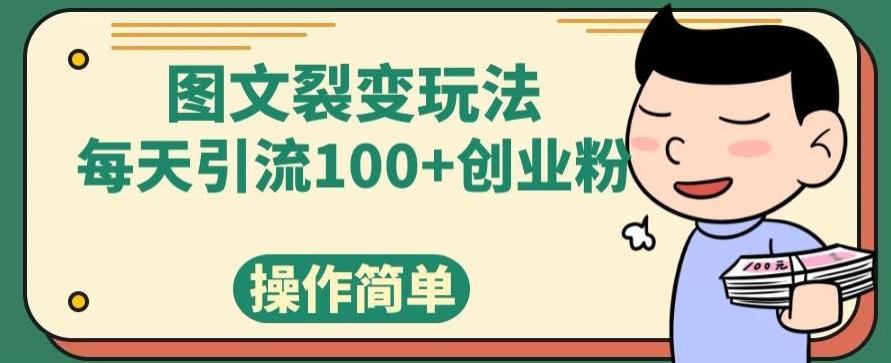 图文裂变玩法，每天引流100+创业粉，操作简单-一新网创