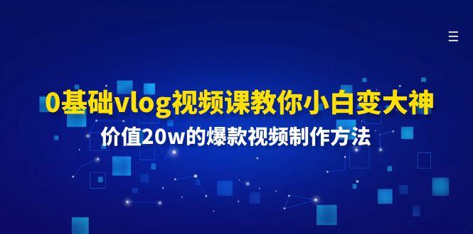 0基础vlog视频课教你小白变大神：价值20w的爆款视频制作方法-一新网创