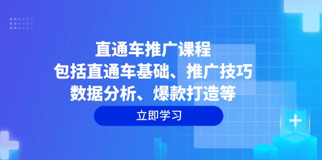 直通车推广课程：包括直通车基础、推广技巧、数据分析、爆款打造等-一新网创