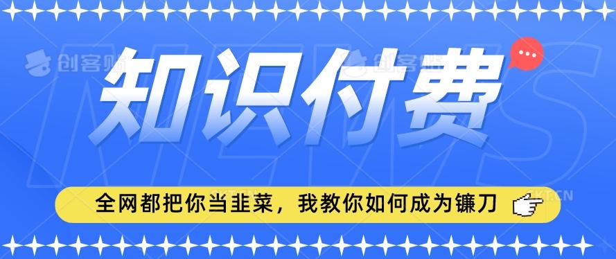 2024最新知识付费项目，小白也能轻松入局，全网都在教你做项目，我教你做镰刀【揭秘】-一新网创