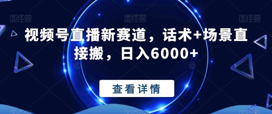 视频号直播新赛道，话术+场景直接搬，日入6000+-一新网创