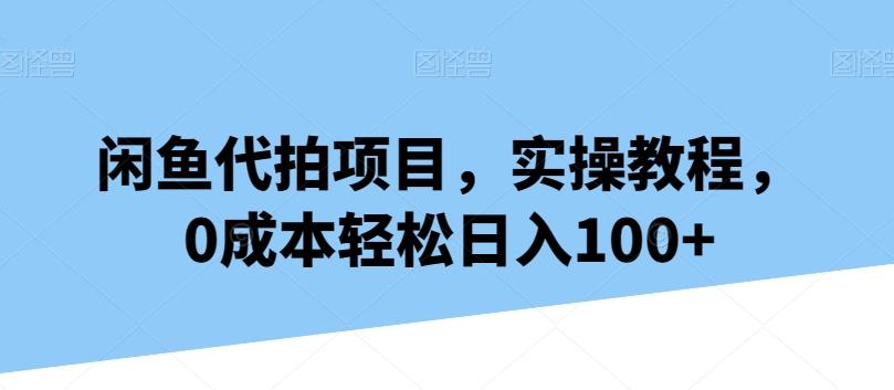 闲鱼代拍项目，实操教程，0成本轻松日入100+-一新网创
