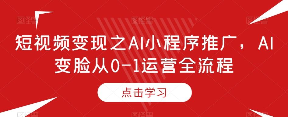 短视频变现之AI小程序推广，AI变脸从0-1运营全流程-一新网创