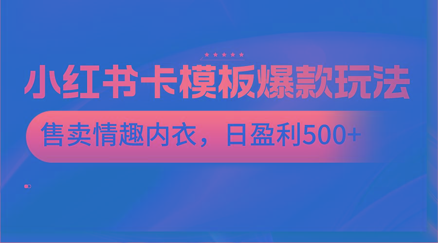 小红书卡模板爆款玩法，售卖情趣内衣，日盈利500+-一新网创