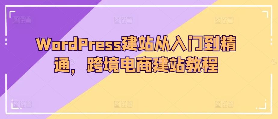 WordPress建站从入门到精通，跨境电商建站教程-一新网创