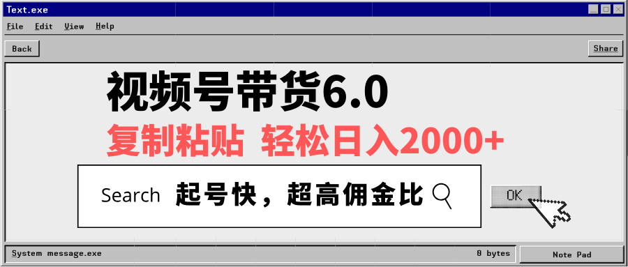 视频号带货6.0，轻松日入2000+，起号快，复制粘贴即可，超高佣金比-一新网创