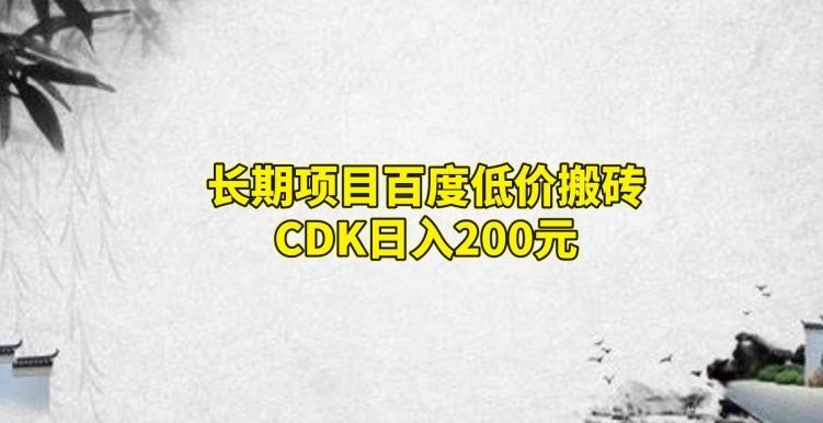 长期项目百度低价搬砖CDK，日入200-一新网创
