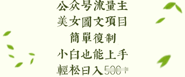 流量主长期收益项目，美女图片简单复制，小白也能上手，轻松日入5张-一新网创