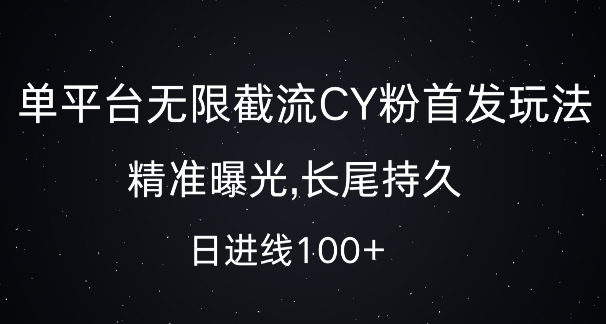 单平台无限截流创业粉首发玩法，精准曝光，长尾持久，日引流100+【揭秘】-一新网创