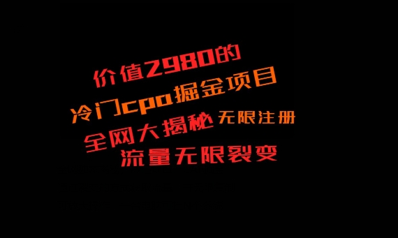 价值2980的CPA掘金项目大揭秘，号称当天收益200+，不见收益包赔双倍-一新网创