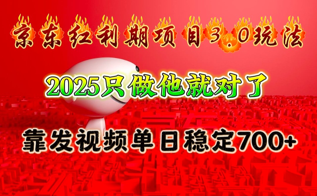 京东红利项目3.0玩法，2025只做他就对了，靠发视频单日稳定700+-一新网创