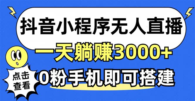 抖音小程序无人直播，一天躺赚3000+，0粉手机可搭建，不违规不限流，小...-一新网创
