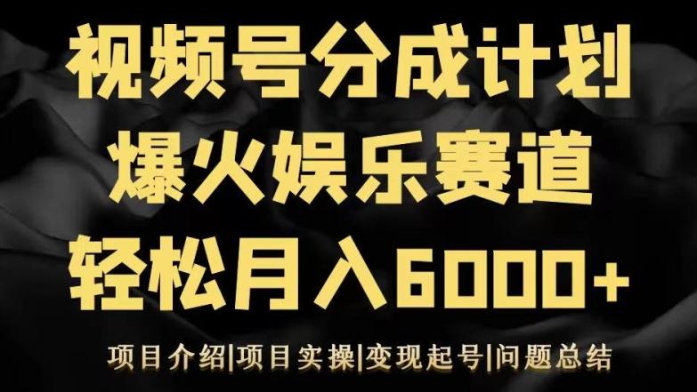 视频号创作分成计划之娱乐赛道轻松日入500+-一新网创