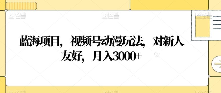 蓝海项目，视频号动漫玩法，对新人友好，月入3000+【揭秘】-一新网创
