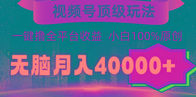 (9281期)视频号顶级玩法，无脑月入40000+，一键撸全平台收益，纯小白也能100%原创-一新网创