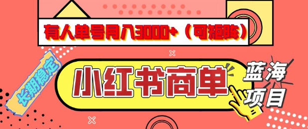 小红书商单分成计划，有人单号月入3k+，每天5分钟，可矩阵放大，长期稳定的蓝海项目【揭秘】-一新网创