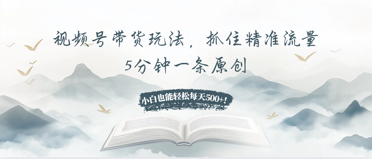视频号带货玩法，抓住精准流量，5分钟一条原创，小白也能轻松每天500+！-一新网创