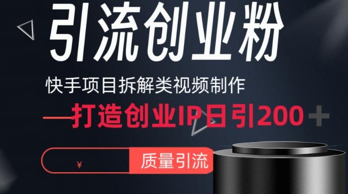 快手项目拆解类视频详细制作流程打造个人IP，单日引流200+高质量创业粉【揭秘】-一新网创