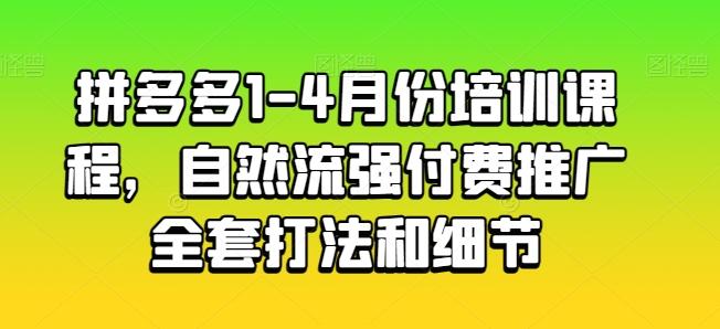 拼多多1-4月份培训课程，自然流强付费推广全套打法和细节-一新网创