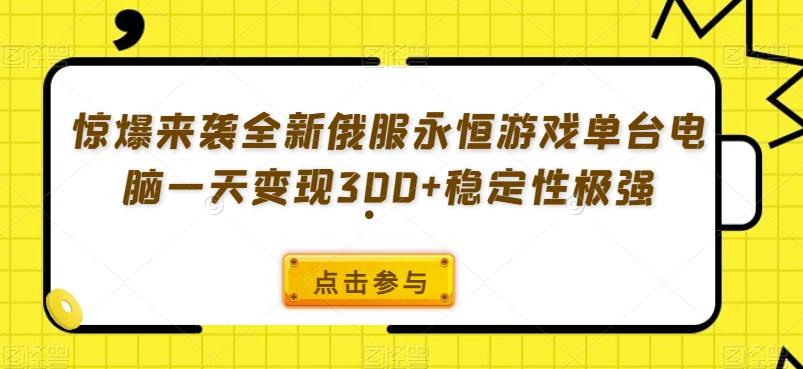 惊爆来袭全新俄服永恒游戏单台电脑一天变现300+稳定性极强-一新网创