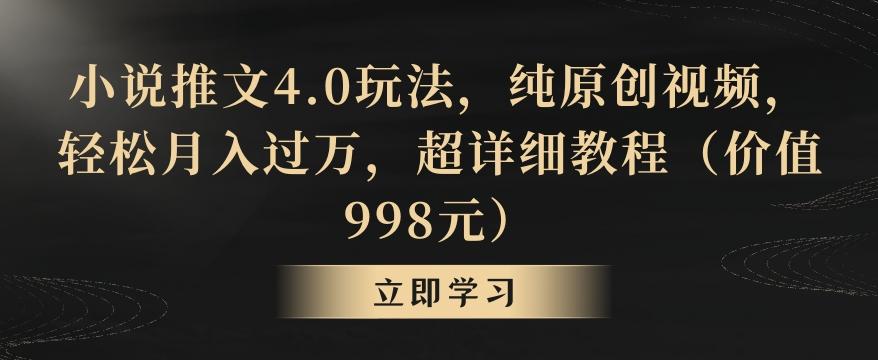 小说推文4.0玩法，纯原创视频，轻松月入过万，超详细教程(价值998元)【揭秘】-一新网创