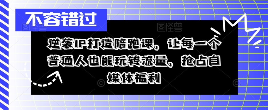 逆袭IP打造陪跑课，让每一个普通人也能玩转流量，抢占自媒体福利-一新网创