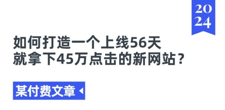 某付费文章《如何打造一个上线56天就拿下45万点击的新网站?》-一新网创