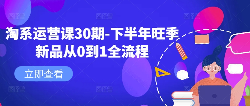 淘系运营课30期-下半年旺季新品从0到1全流程-一新网创