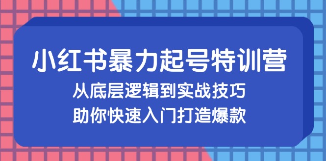 小红书暴力起号训练营，从底层逻辑到实战技巧，助你快速入门打造爆款-一新网创