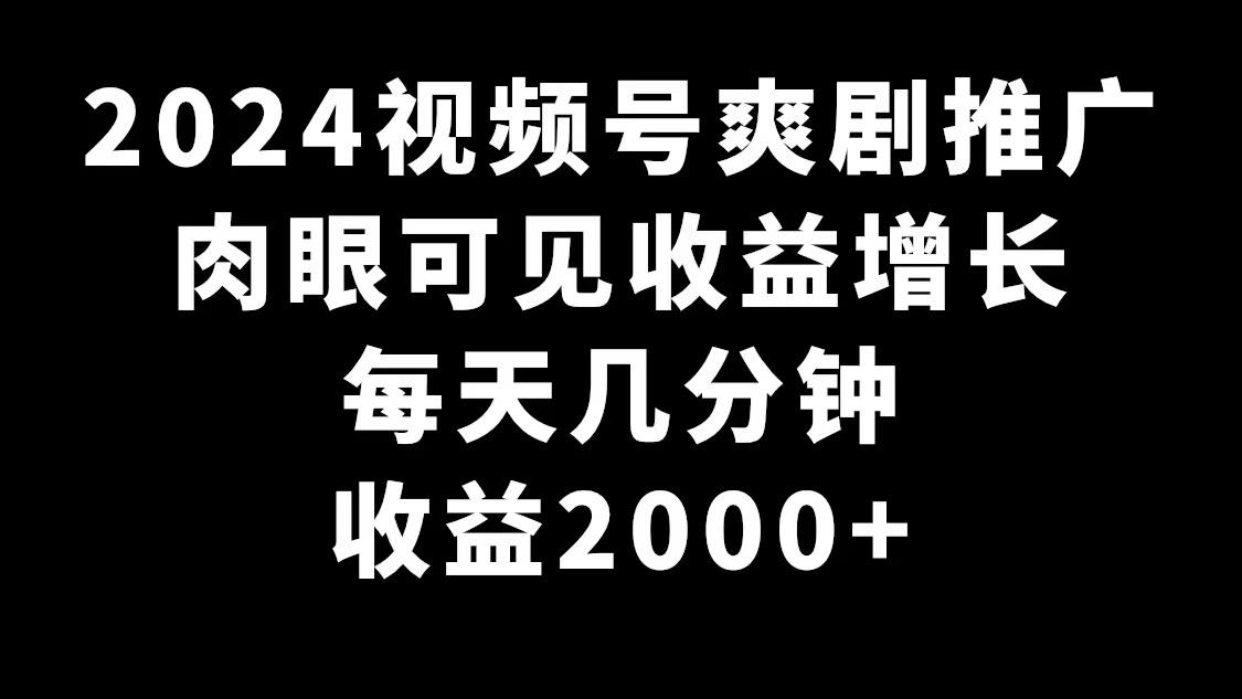2024视频号爽剧推广，肉眼可见的收益增长，每天几分钟收益2000+-一新网创