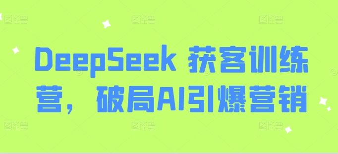 DeepSeek 获客训练营，破局AI引爆营销-一新网创