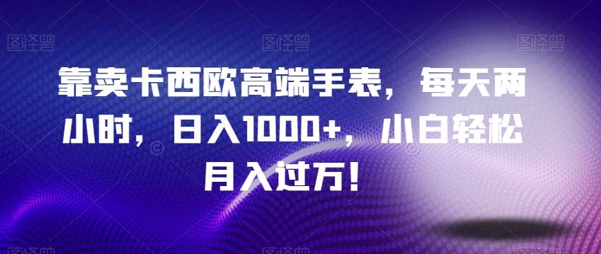 靠卖卡西欧高端手表，每天两小时，日入1000+，小白轻松月入过万！-一新网创